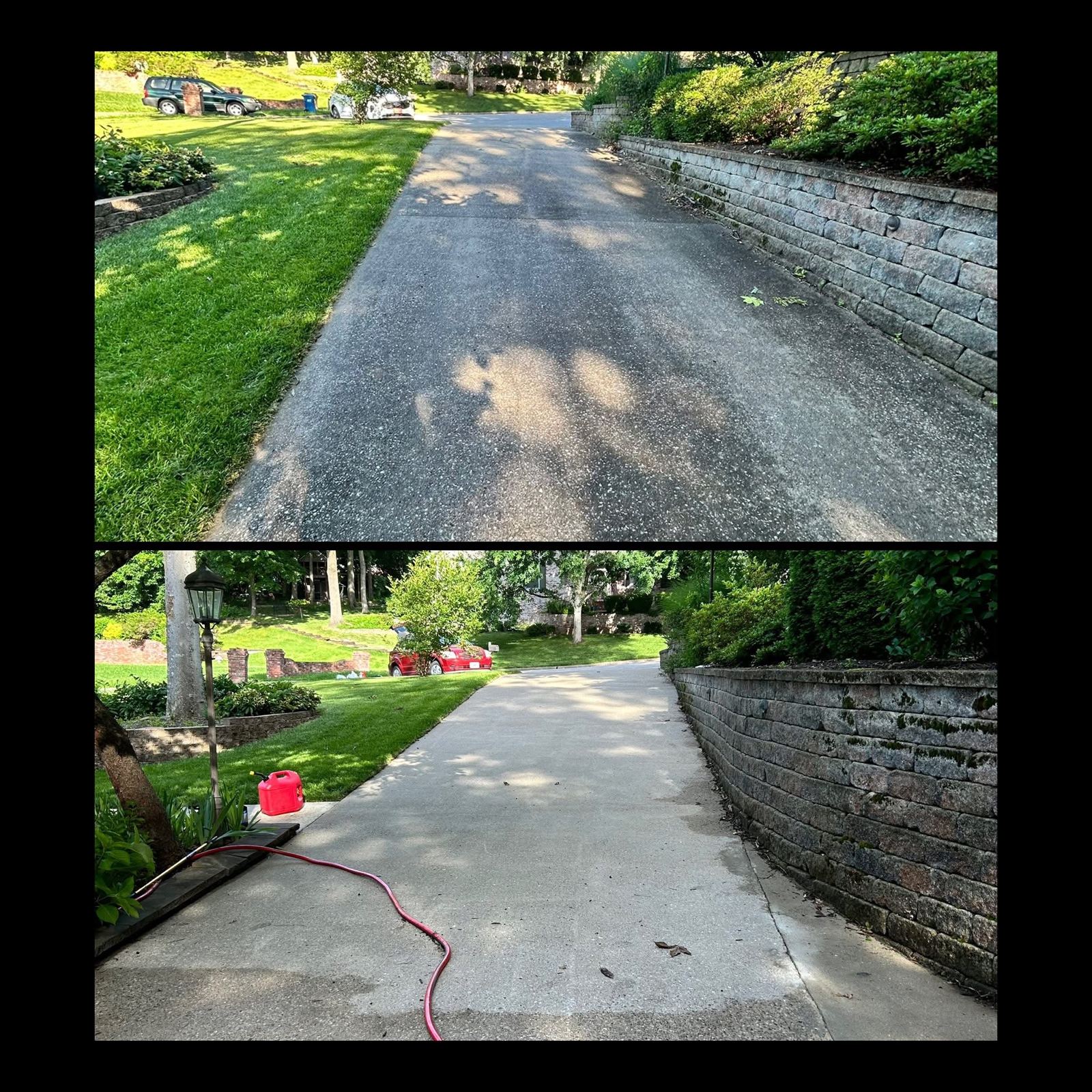 Exposed-aggregate driveway, before and after