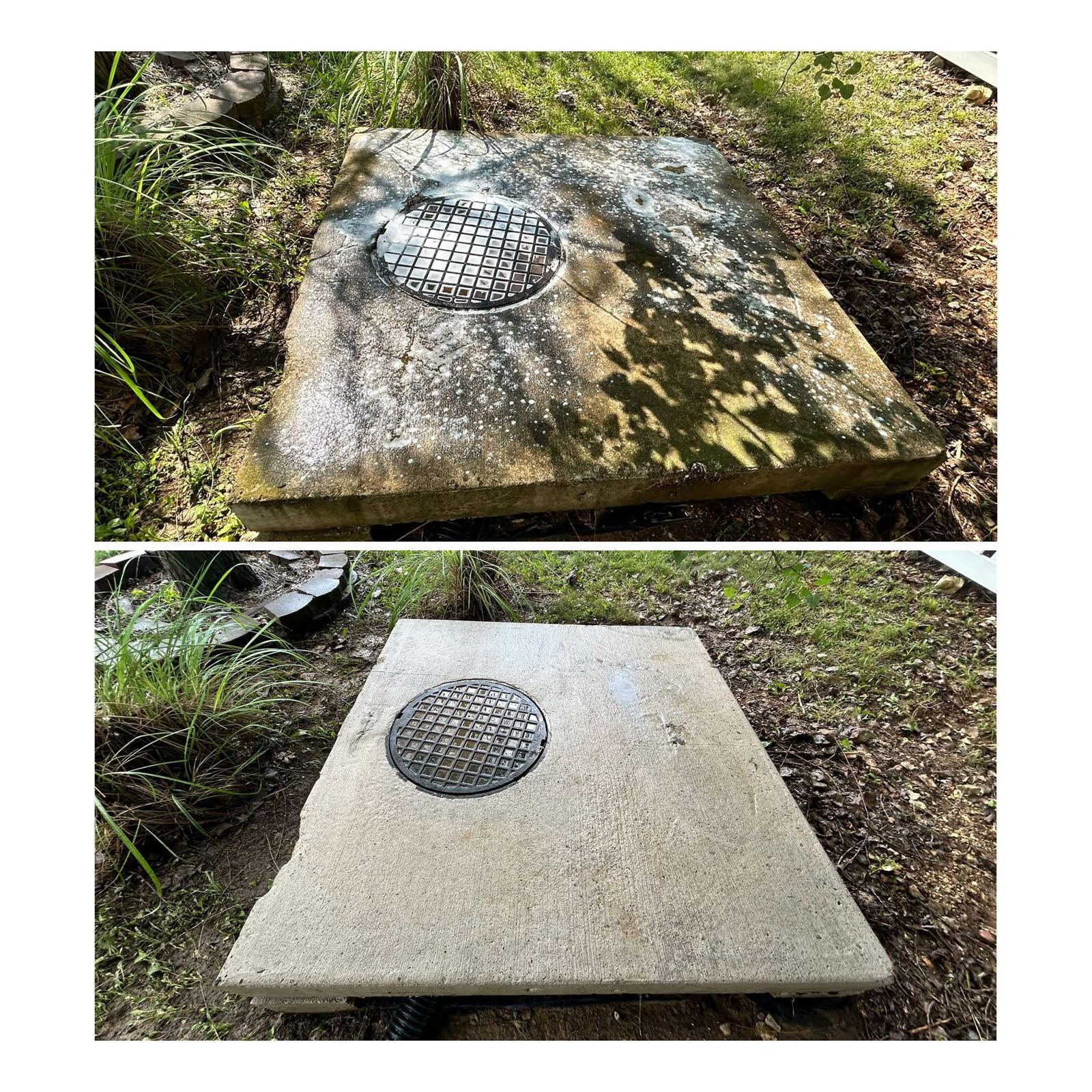 Concrete pad, before and after