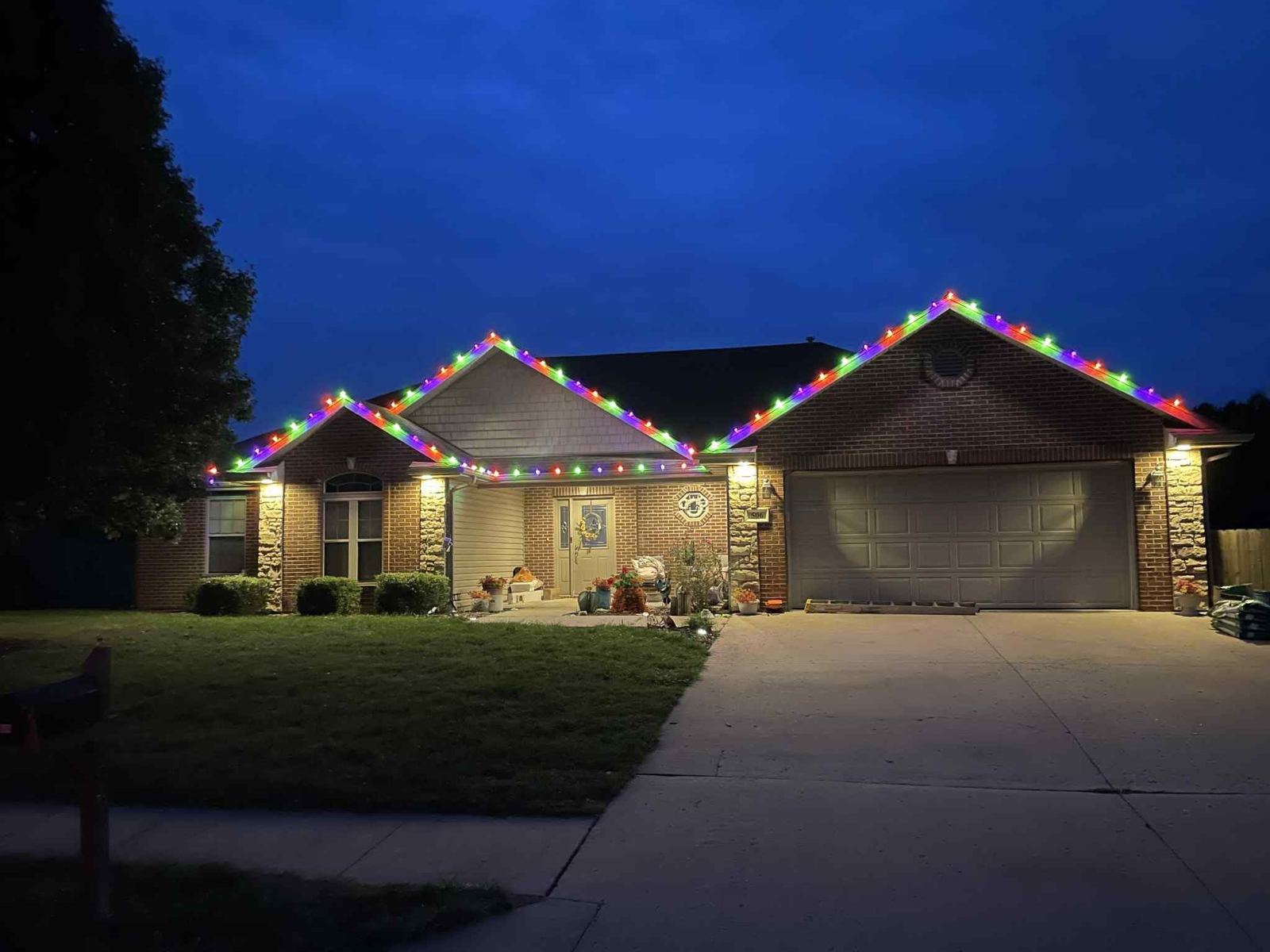 Home lit at blue hour