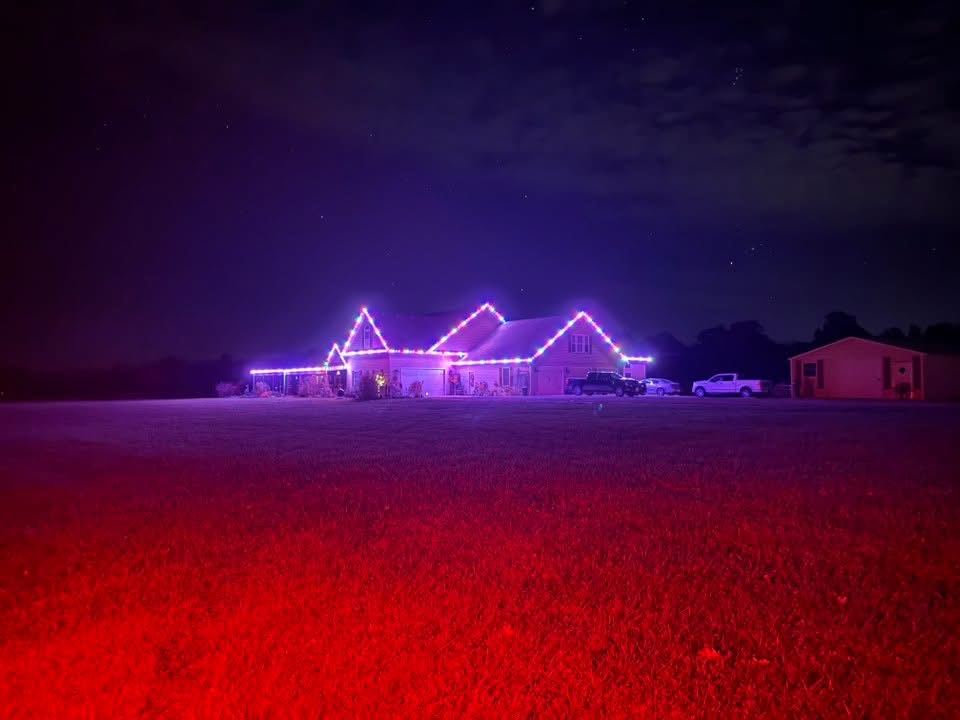 Permanent lighting across a wide lawn