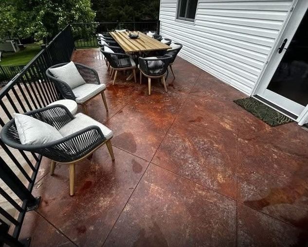 Acid-stained patio after cleaning